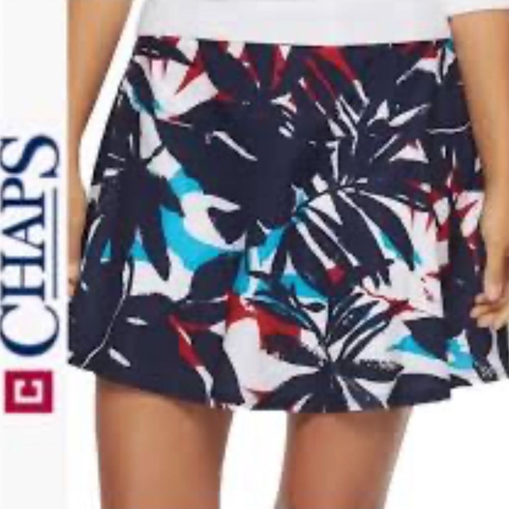 Chaps sport Tropical Print Skirt skort tennis golf pickleball ladies sz 12 NWOT